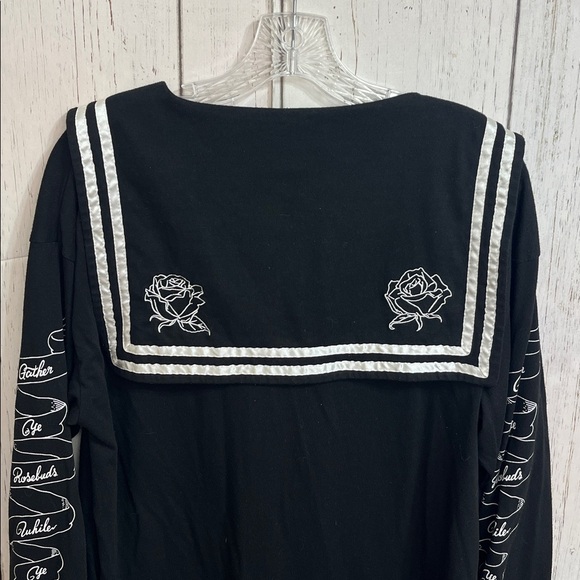 Listen Flavor Black Sailor Dress with Poetry sleeves Size large - Picture 6 of 11